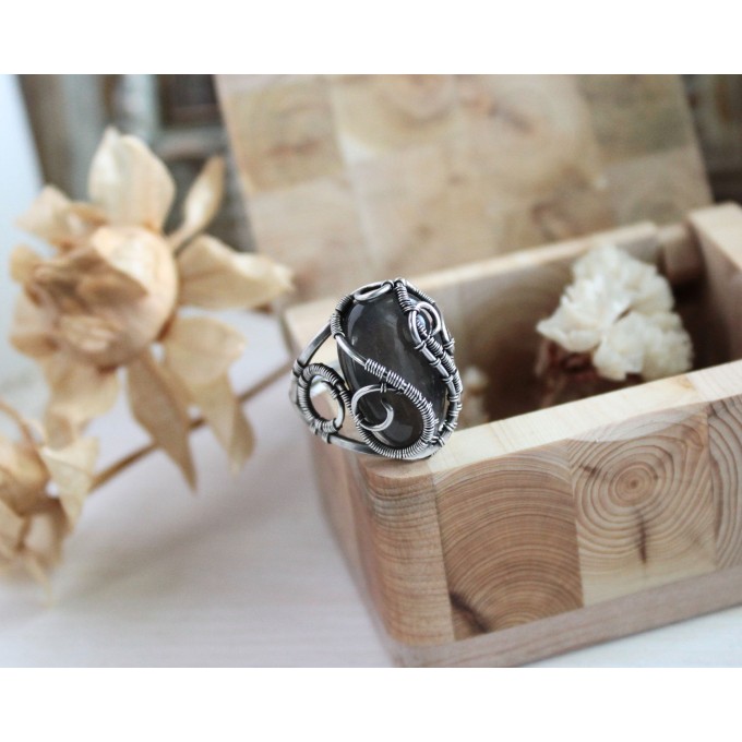 Purple Labradorite silver ring