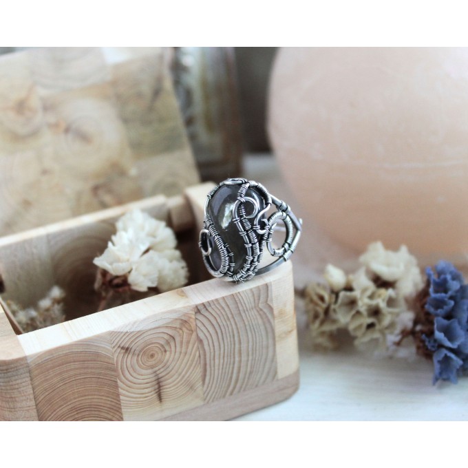 Purple Labradorite silver ring