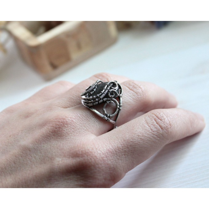 Purple Labradorite silver ring