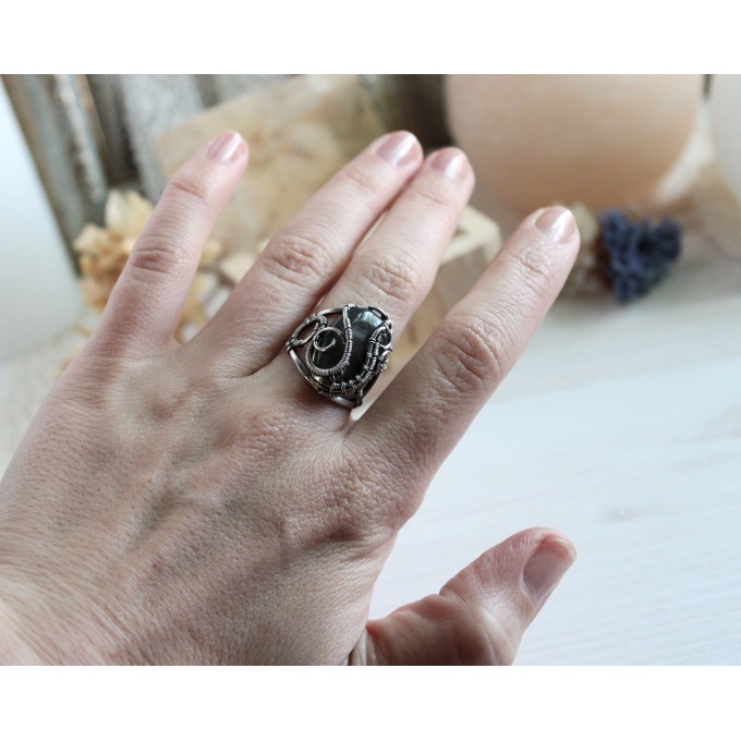 Purple Labradorite silver ring