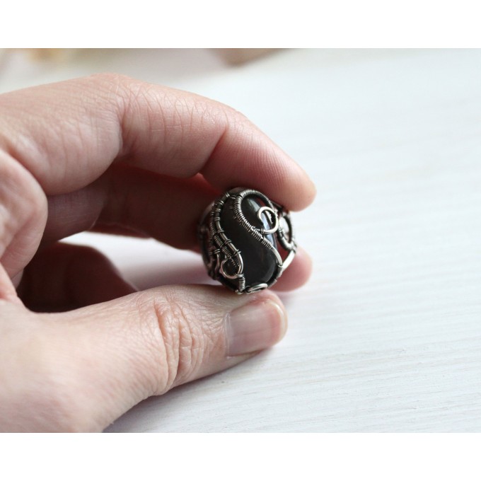 Purple Labradorite silver ring