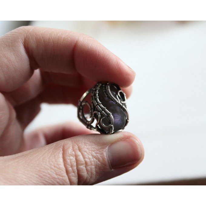 Purple Labradorite silver ring