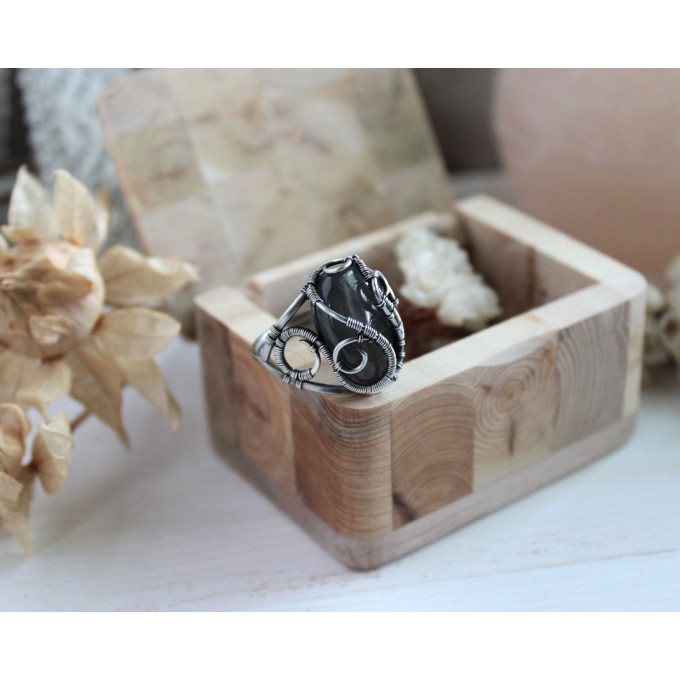 Purple Labradorite silver ring