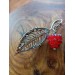 Silver filigree raspberry necklace lampwork