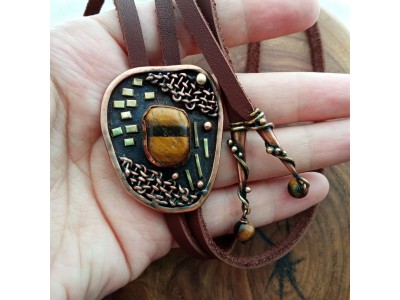 Bolo-tie with tiger eye