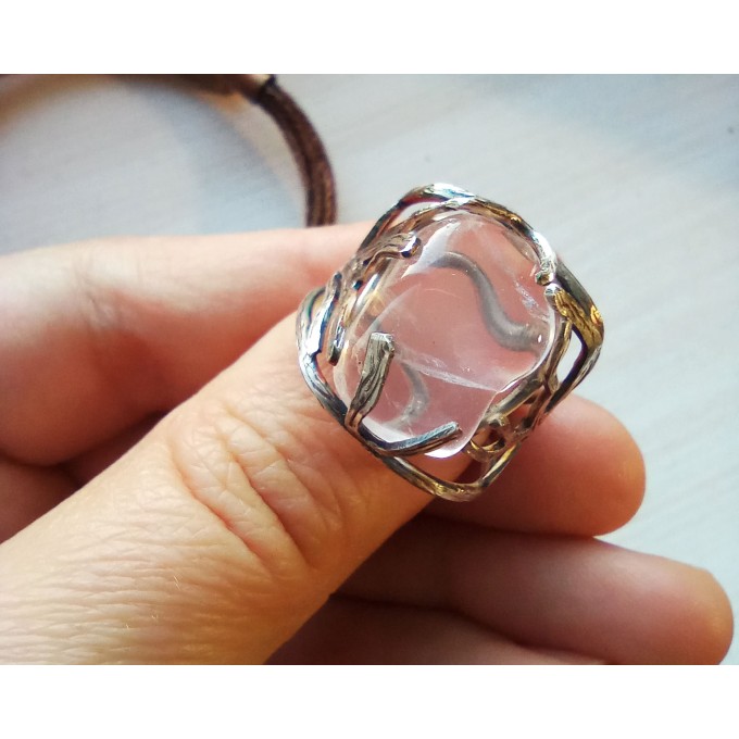 Silver ring with rose quartz