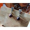 Silver black pearl earrings