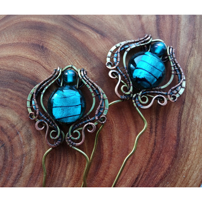 Venetian glass hair pins