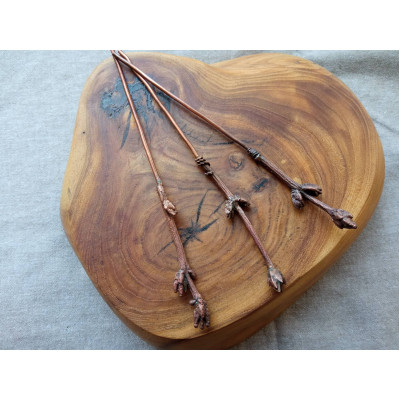 Lilac branch copper hairstick 