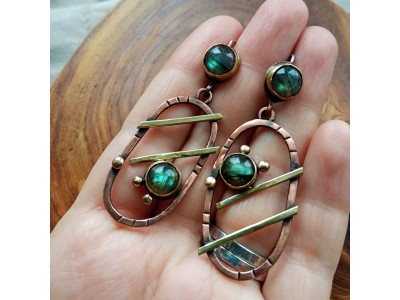 Mixedmetal labradorite earrings