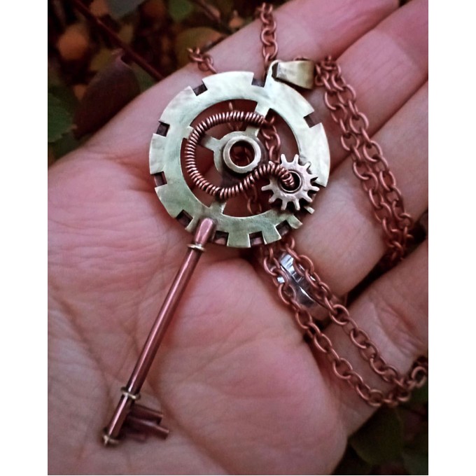 Steampunk Key clockparts necklace
