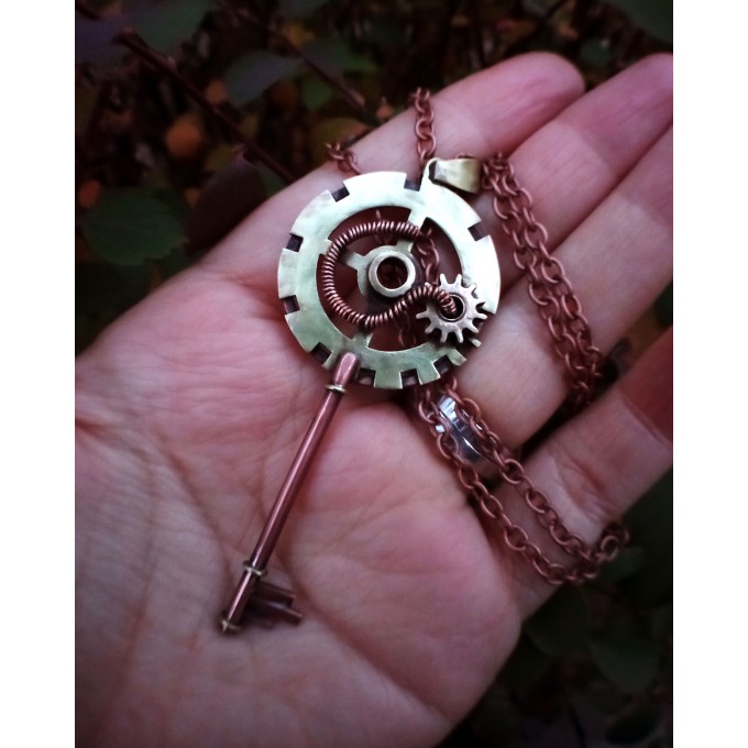 Steampunk Key clockparts necklace
