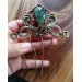Copper-brass big hair comb with labradorite