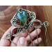 Copper-brass big hair comb with labradorite
