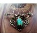 Copper-brass big hair comb with labradorite