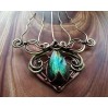 Copper-brass big hair comb with labradorite