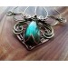 Copper-brass big hair comb with labradorite