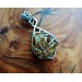 Silver filigree amber spider web necklace