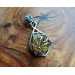 Silver filigree amber spider web necklace