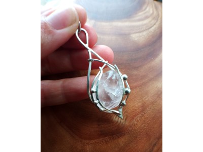 Rose quartz silver necklace
