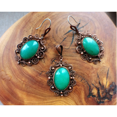 Copper Victorian-style jewelry set