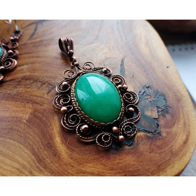 Copper filigree Victorian-style jewelry set