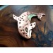 Copper killer whale brooch