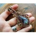 Amethyst wire wrap copper and brass necklace