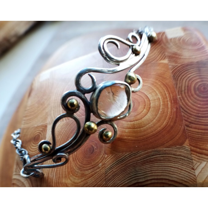 Silver bracelet with rutile quartz