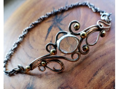 Silver bracelet with rutile quartz