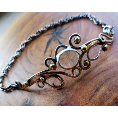 Silver bracelet with rutile quartz