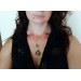 Silver filigree amber spider web necklace