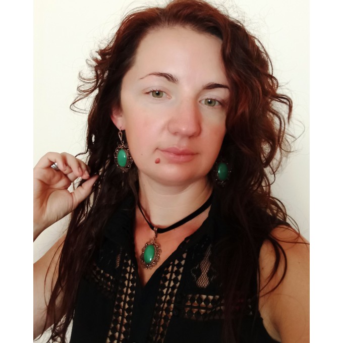 Copper filigree Victorian-style jewelry set