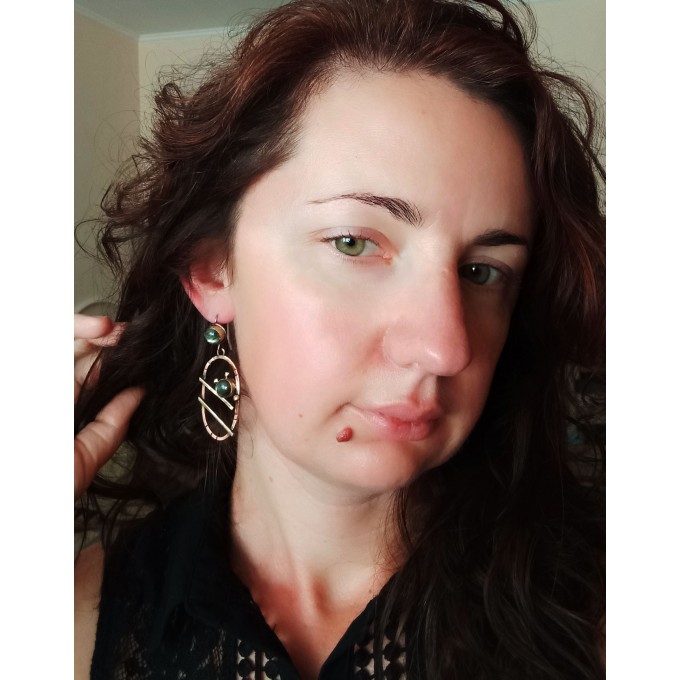 Mixedmetal labradorite earrings