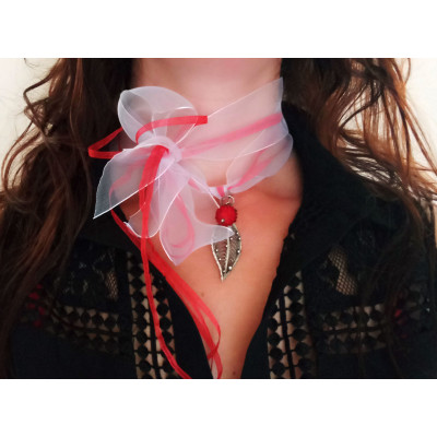 Silver filigree raspberry necklace