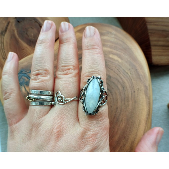 Silver ring with moonstone