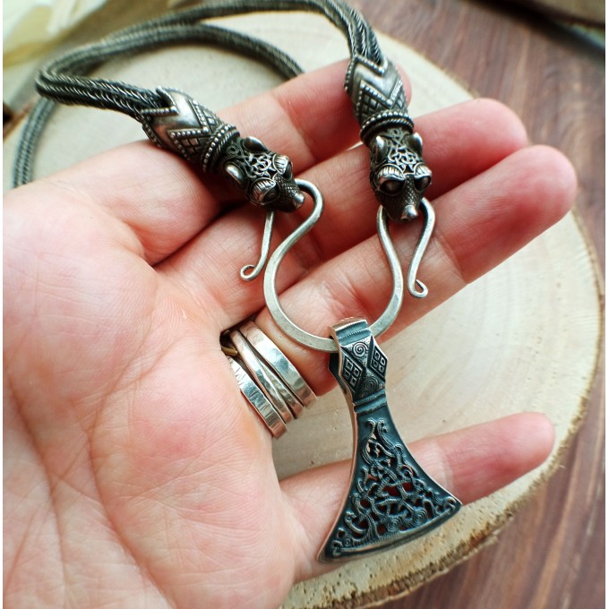 Viking Axe silver necklace