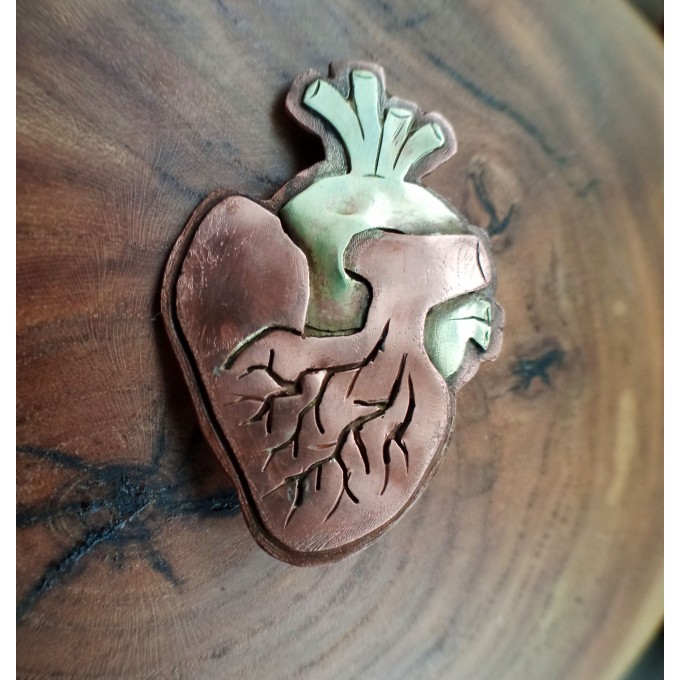 Copper-brass Heart brooch