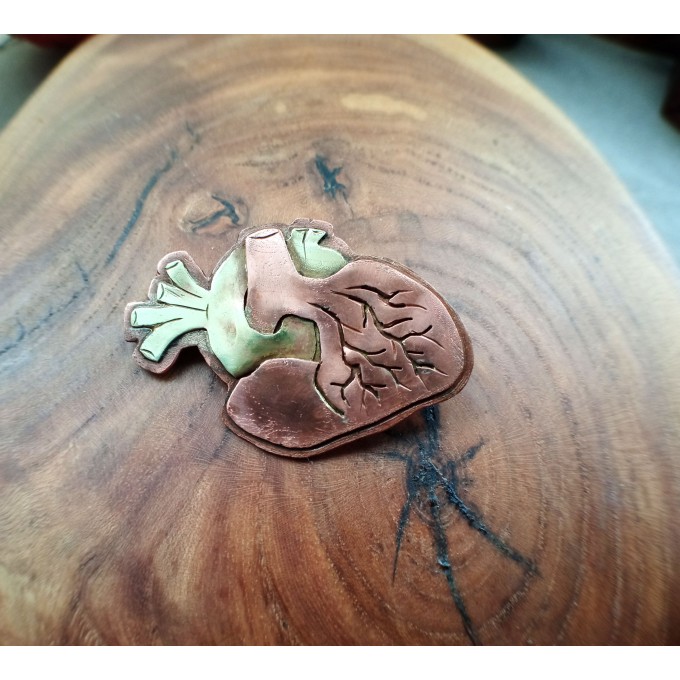 Copper-brass Heart brooch