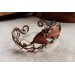 Wire wrap bracelet with copper feather and gemstone beads
