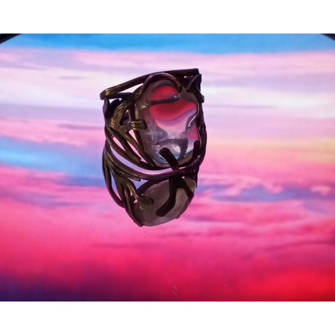 Silver ring with rose quartz