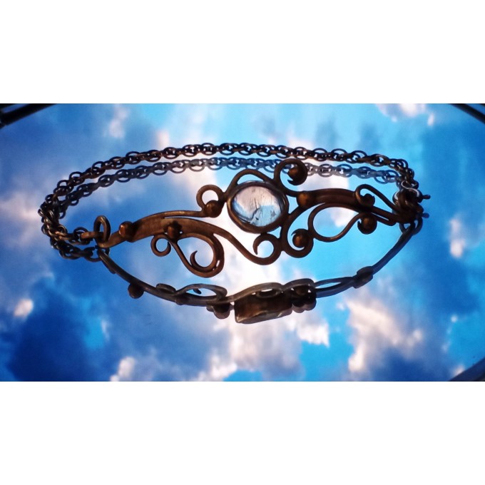 Silver bracelet with rutile quartz