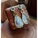 Brass earrings with quartz and apatite