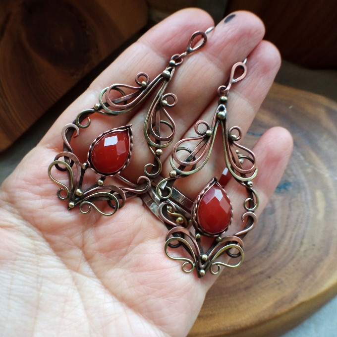 Carnelian jewelry set earrings and necklace