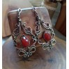 Carnelian earrings made of copper and brass