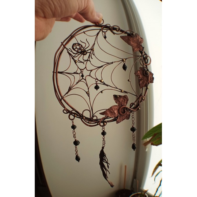 Spider web dream catcher copper wall decor 
