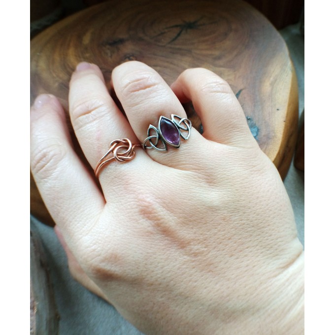 Silver celtic knot amethyst ring