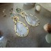 Brass earrings with quartz and apatite