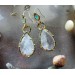 Brass earrings with quartz and apatite