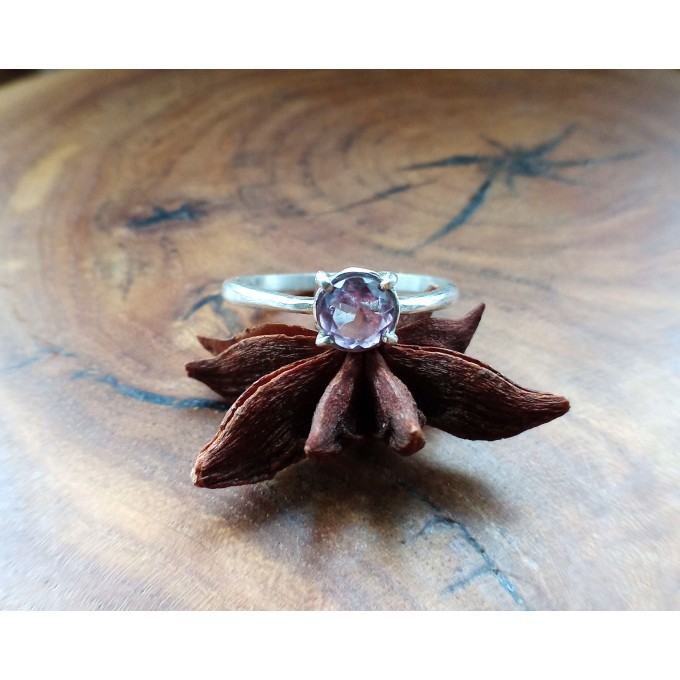 Silver ring with amethyst